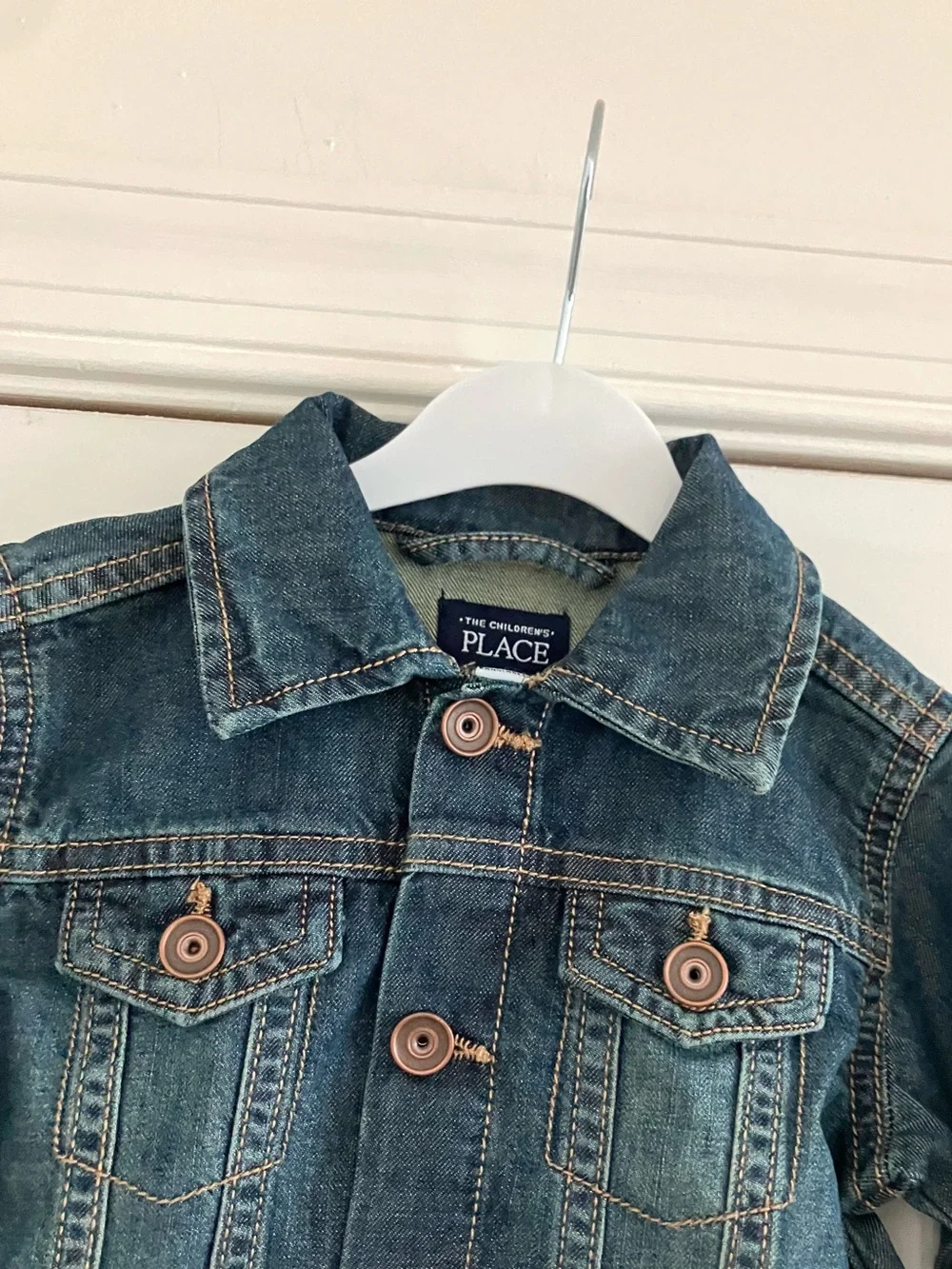 The children’s place dark wash whimsical denim jean jacket-size 9-12m